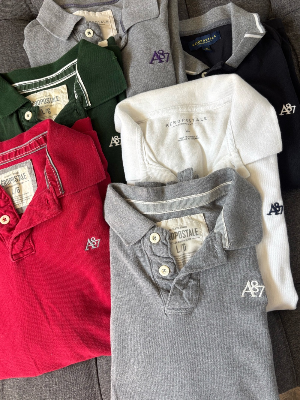 MENS BUNDLE OF 6 SHORT SLEEZE IZOD BRAND POLOS ALL SIZE LARGE